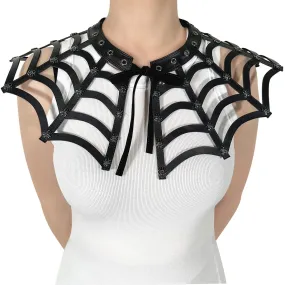 DA-213 Black Faux Leather Spiderweb Cut Out Collar