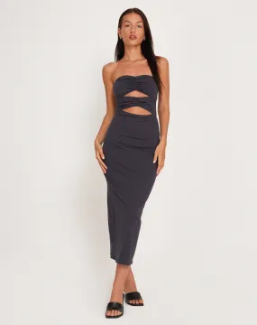 Dayuna Bandeau Midi Dress in Ocean Storm