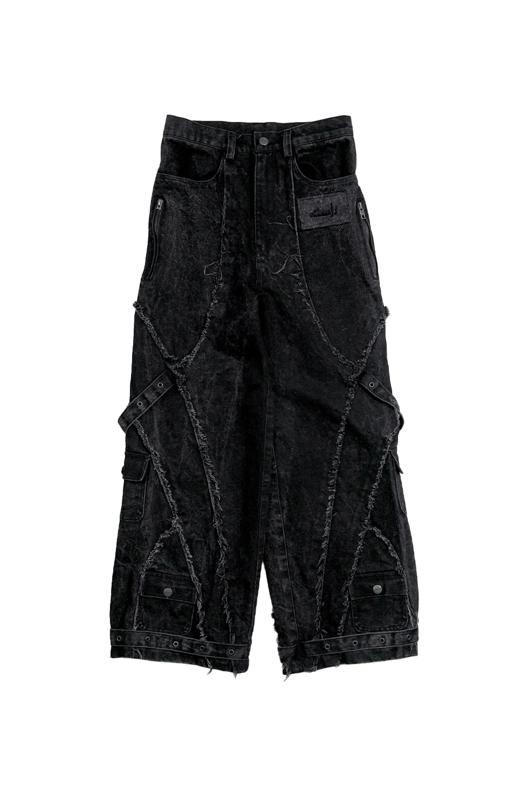 Denim Acid Wash Cargo Pants