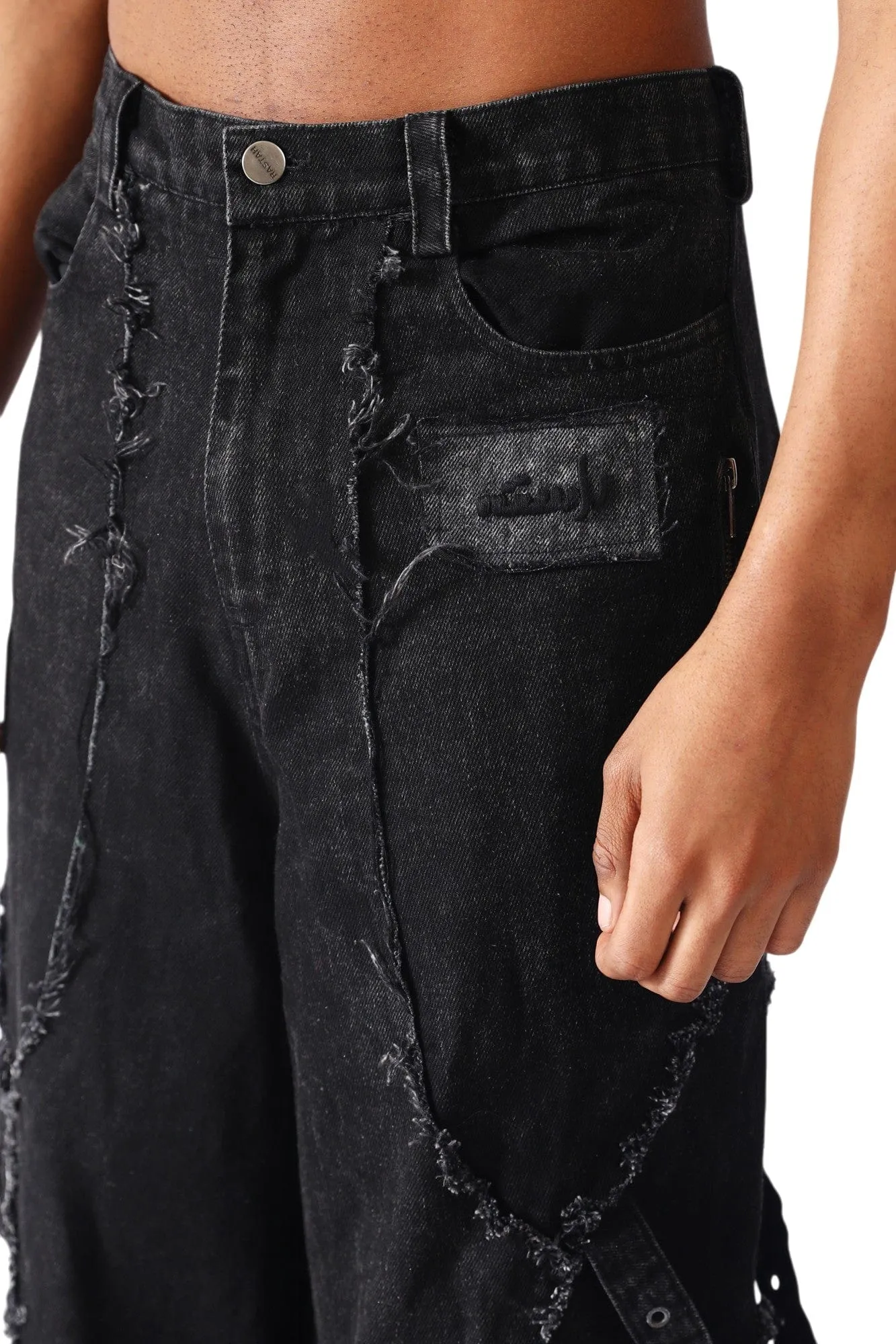 Denim Acid Wash Cargo Pants