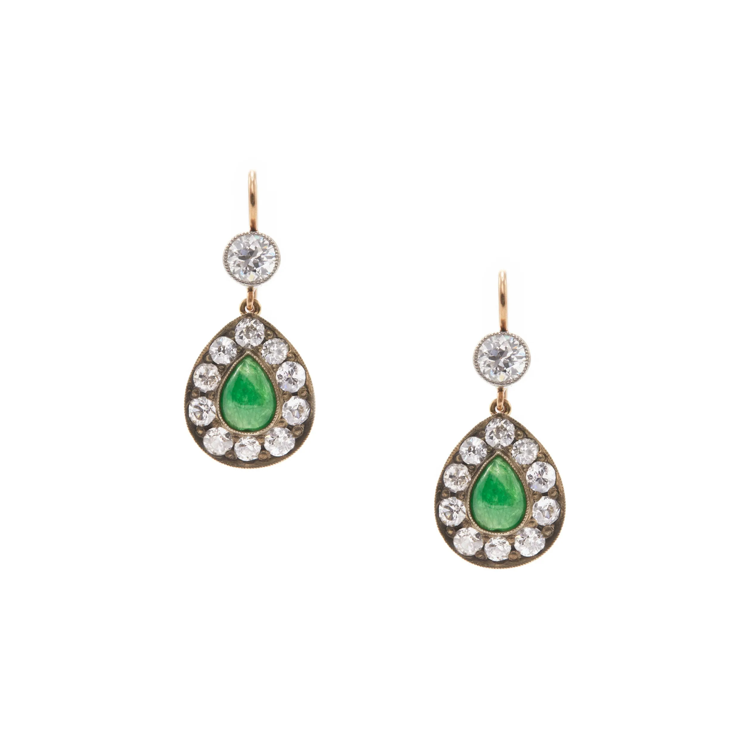 Diamond and Jade Drop Earrings