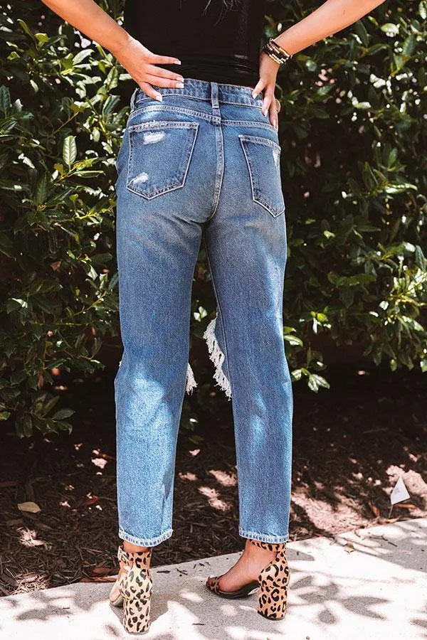 Distressed Straight Fit Denim Jeans