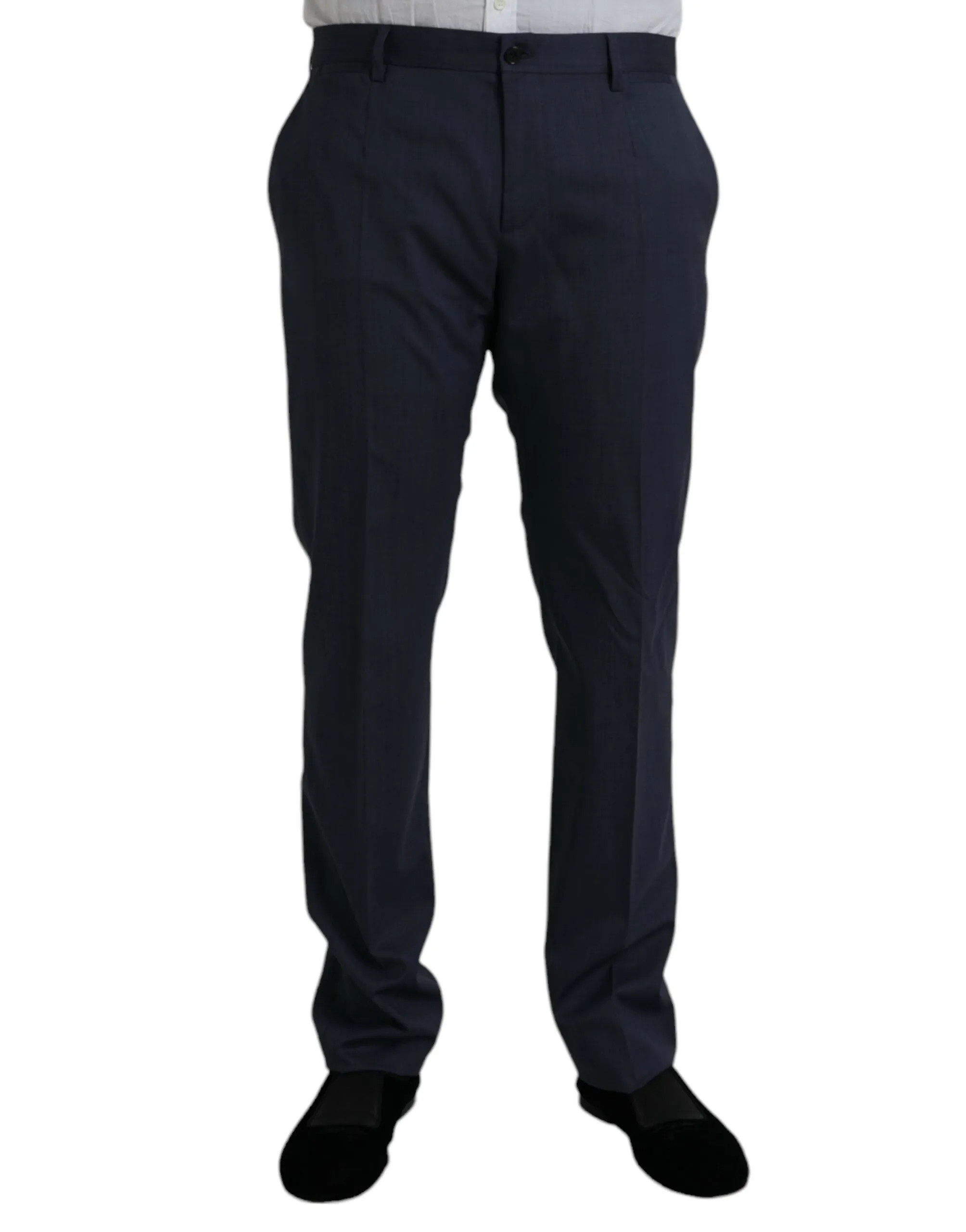 Dolce & Gabbana Blue Wool Slim Fit Dress Formal Pants