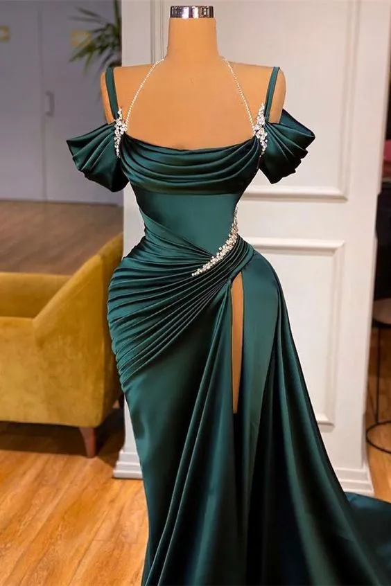 Elegant Stunning Off-the-Shoulder Mermaid Prom Dress Ruffles With Split    fg1331