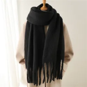 Elina Blanket Tassel Scarf Black