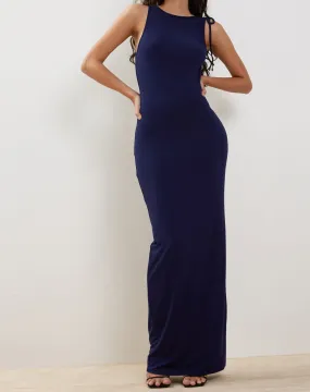 Elinor Maxi Dress in Slinky Midnight Blue