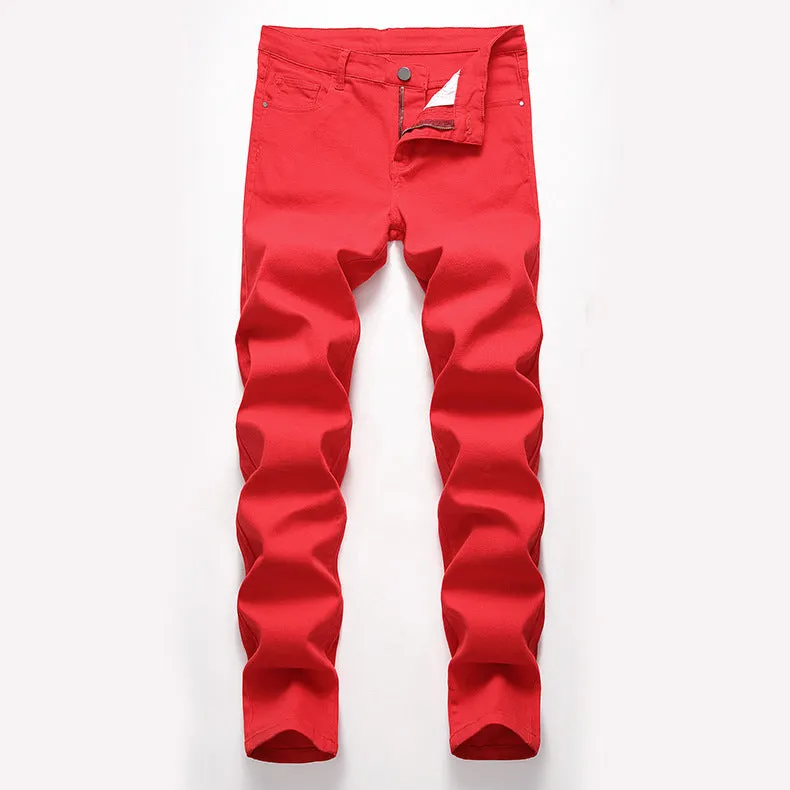 European And American Men's High Elastic Denim Casual Trousers