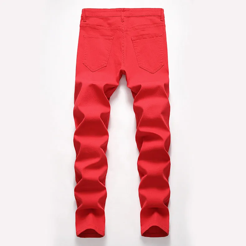 European And American Men's High Elastic Denim Casual Trousers