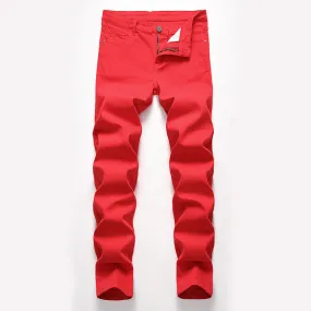 European And American Men's High Elastic Denim Casual Trousers