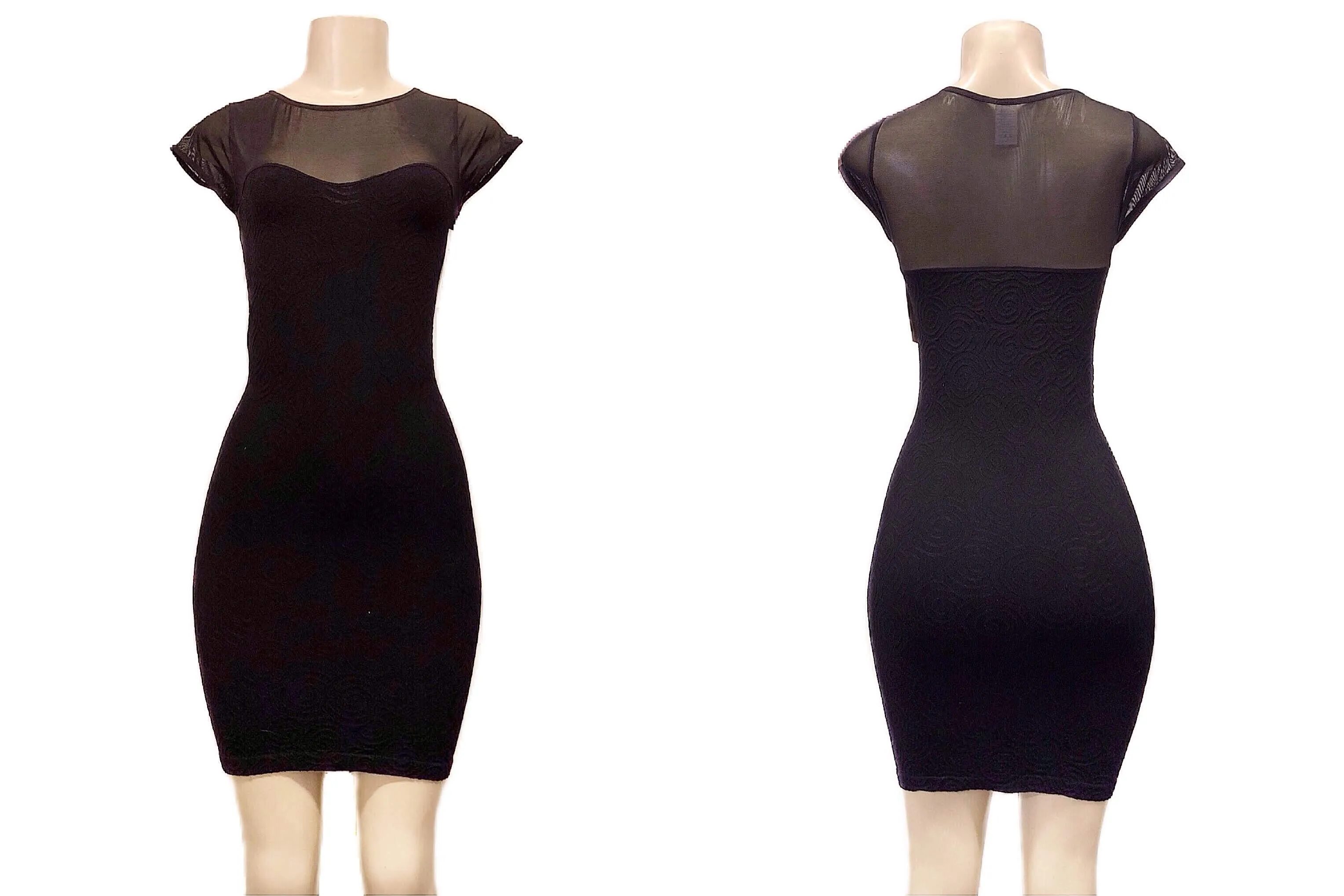 Evening Bodycon Dress with Sweetheart Neckline & Sheer Upper