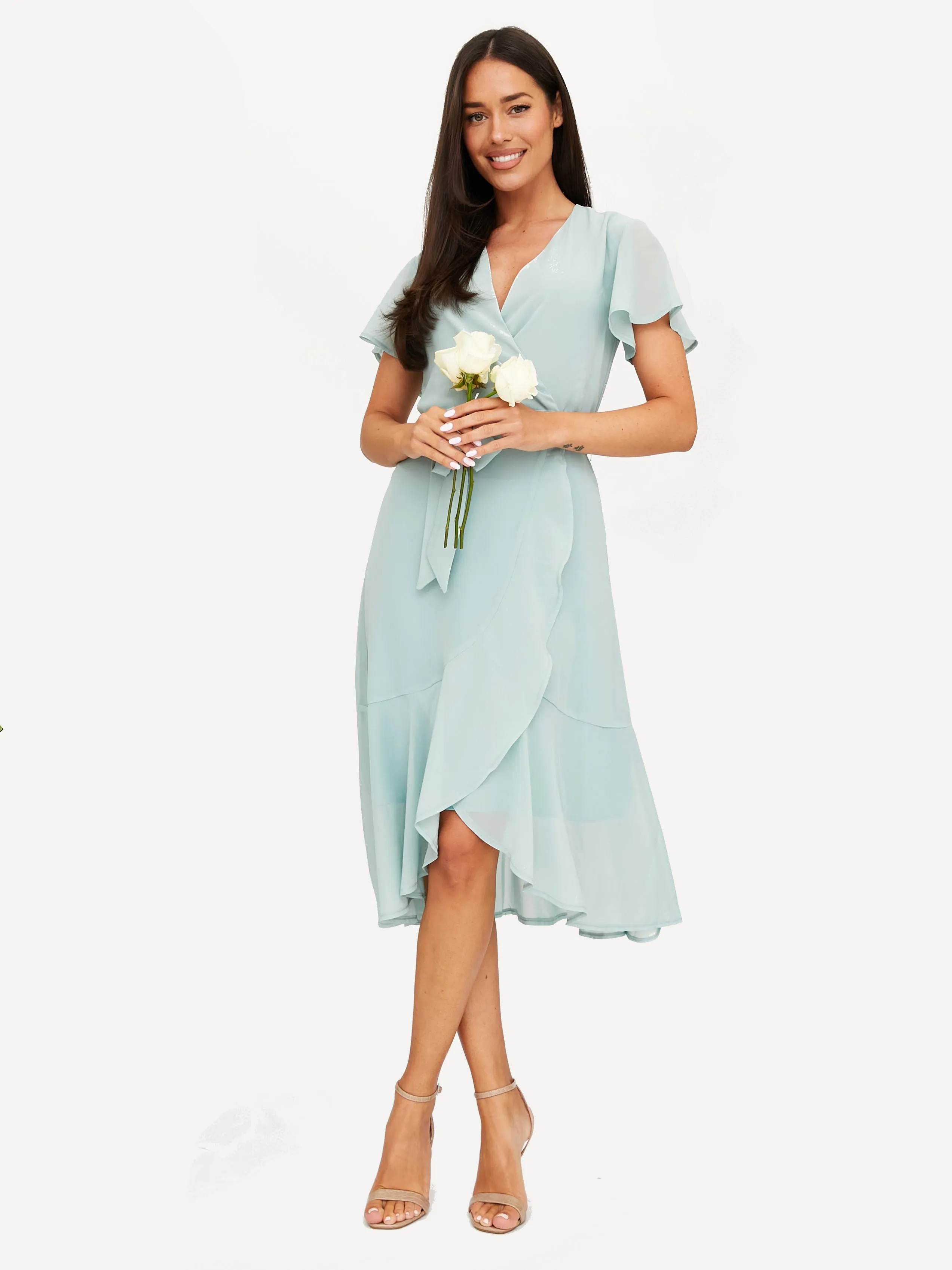 Faith Midi Ruffle Dress / Sage