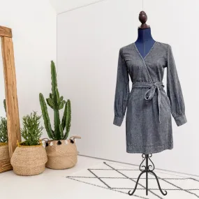 Faux Wrap Chambray Dress