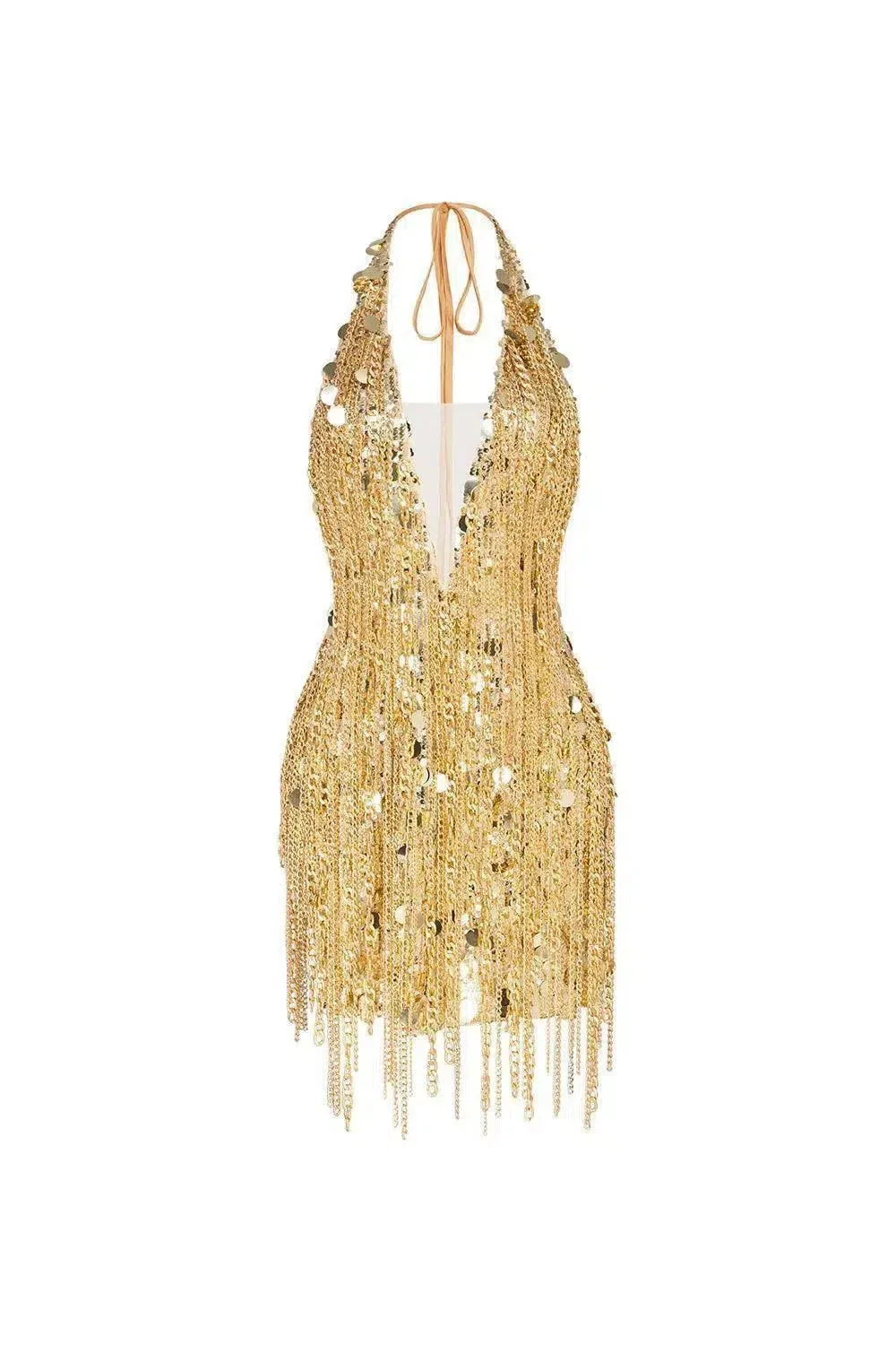 Fiorina – Shimmering sequins – Halter mesh mini dress