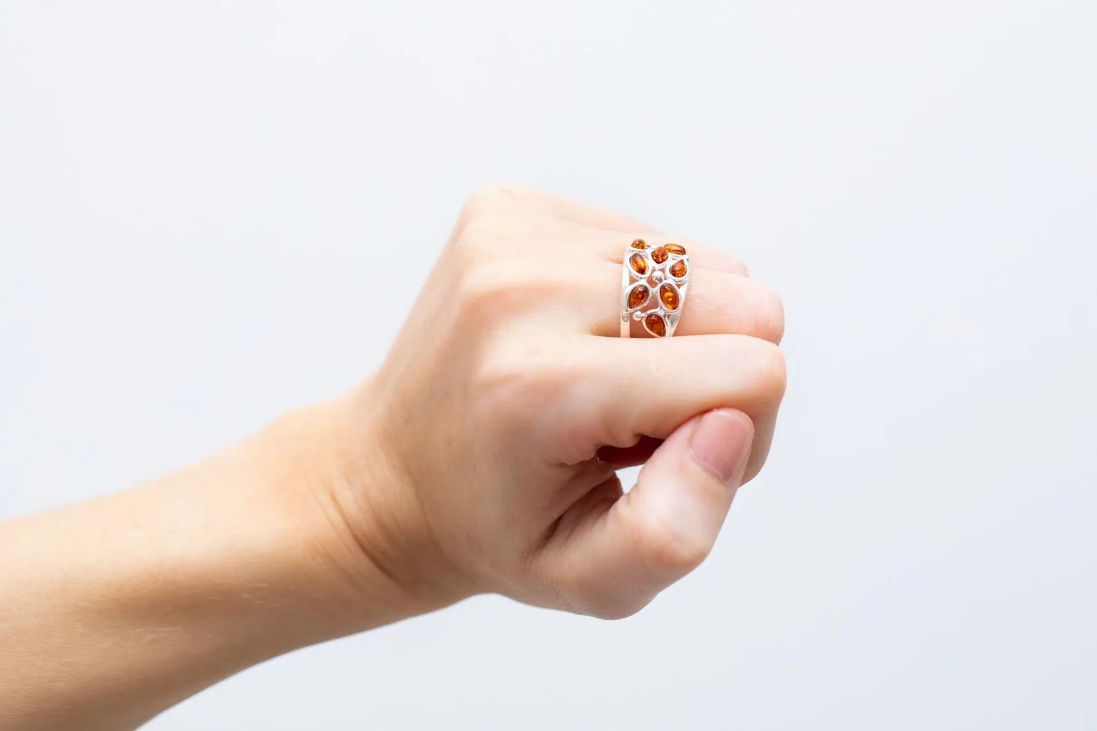 Floral Amber Cuff Ring