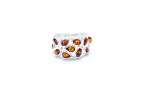 Floral Amber Cuff Ring