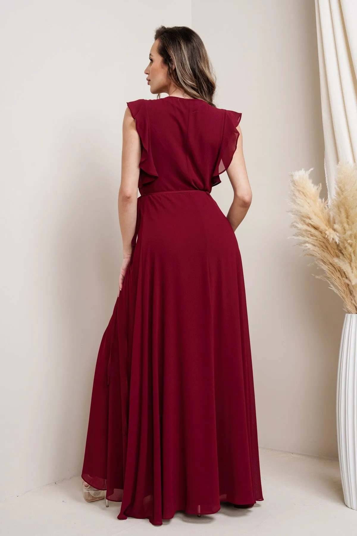 Flutter Sleeve Maxi I Wine Red