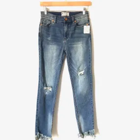 Free People Light Wash Distressed Raw Hem Jeans NWT- Size 26 (Inseam 25”)