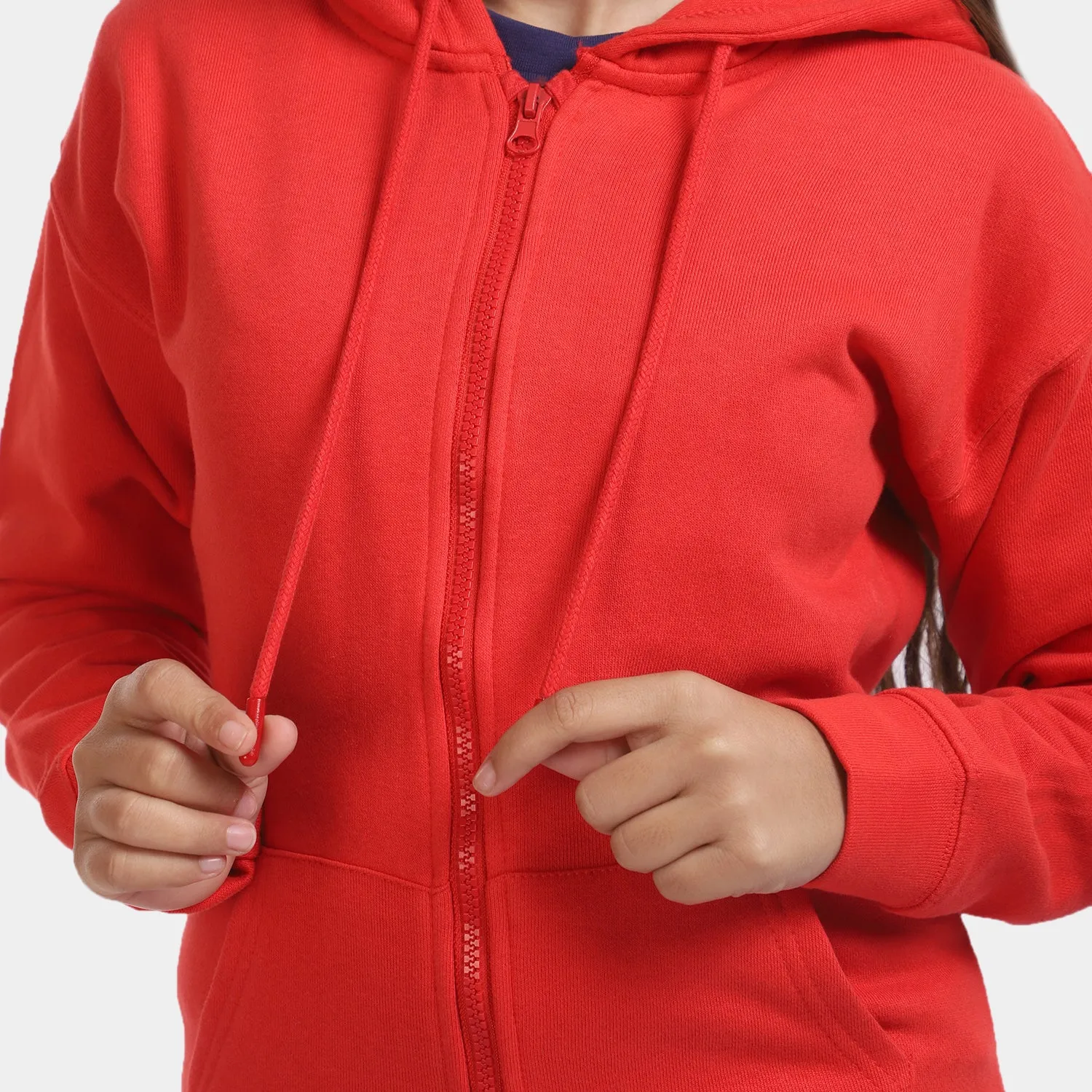 Girls Knitted Hooded Jacket - Red