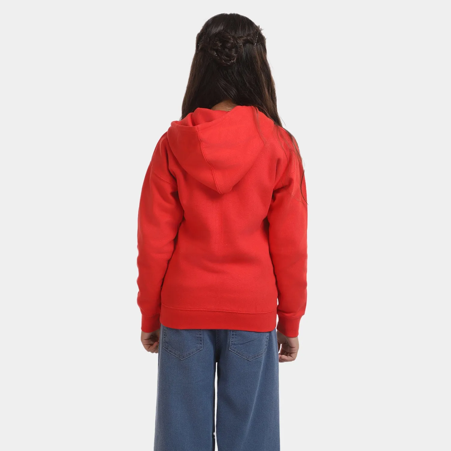 Girls Knitted Hooded Jacket - Red