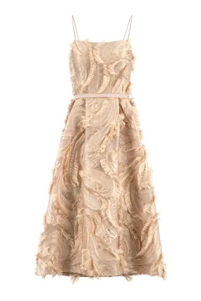 GLORIOSA JACQUARD SPAGHETTI STRAP COCKTAIL DRESS