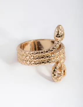 Gold Three Wrap Snake Ring