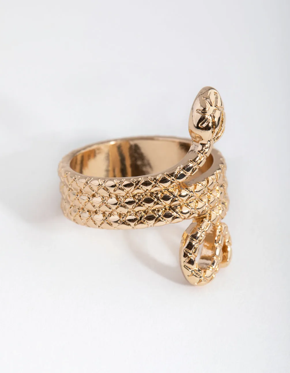 Gold Three Wrap Snake Ring