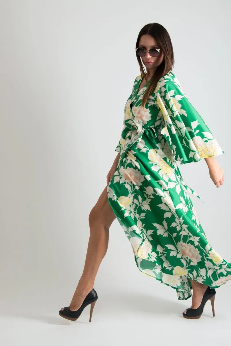 Green Summer Wrap Dress ASTRID