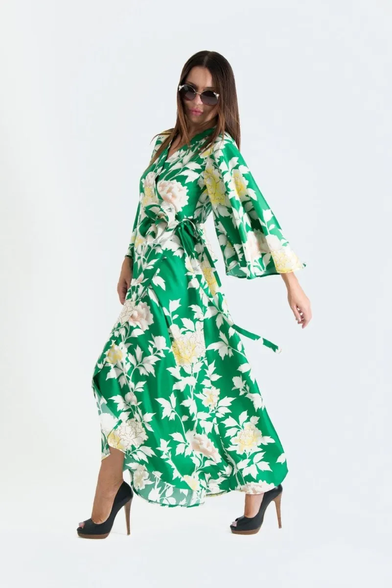 Green Summer Wrap Dress ASTRID