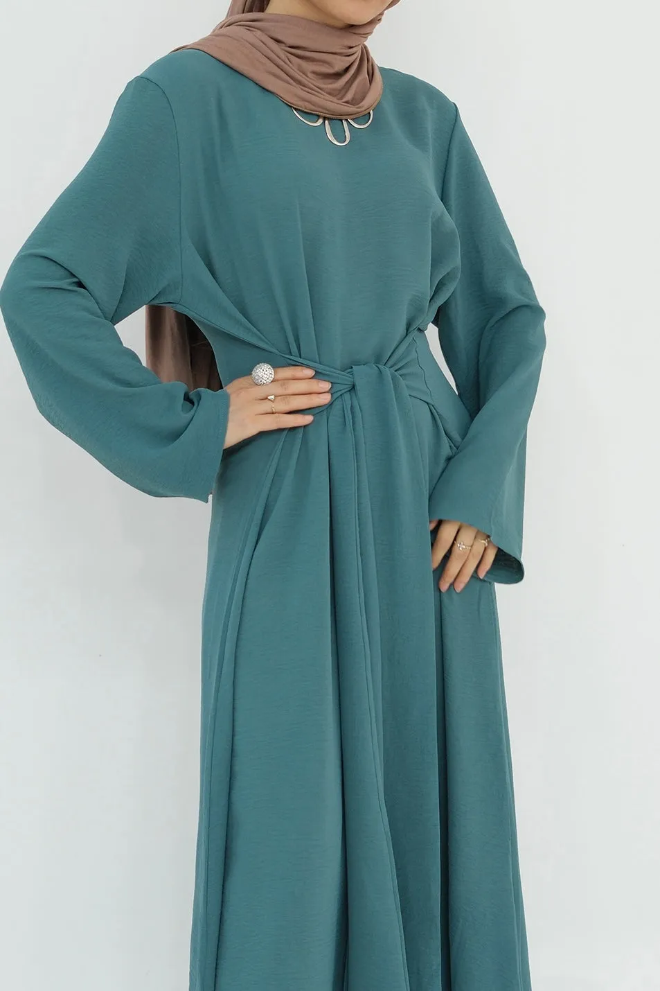 Hanadi Wrap Maxi Dress Abaya 822 - Teal Blue