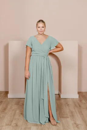 Harper Chiffon Faux Wrap Dress | Ready To Ship | Sage