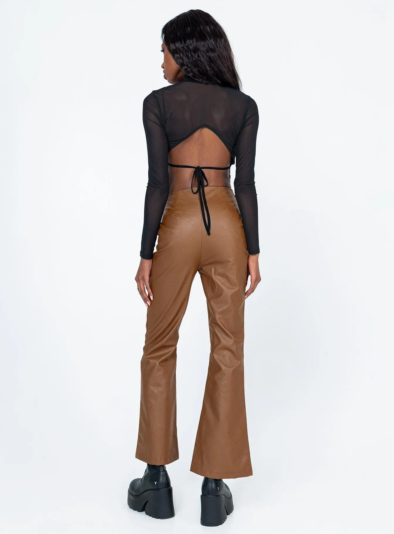 Harvey PU Pants Brown