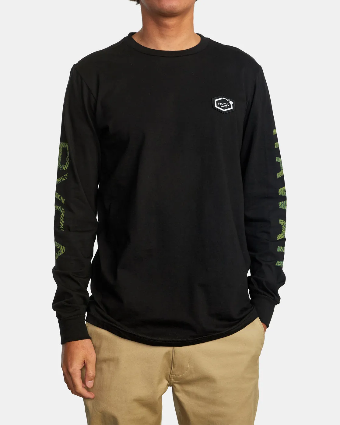 Hawaii Hex Long Sleeve Tee - Black