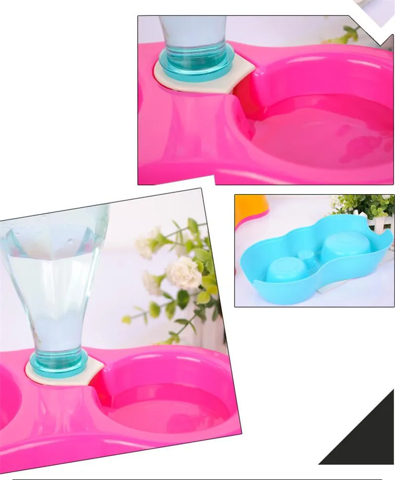 High Quality Dual Port Dog Utensils Bowl Cat Drinking Fountain Food Dish Pet Automatic Water Dispenser Feeder