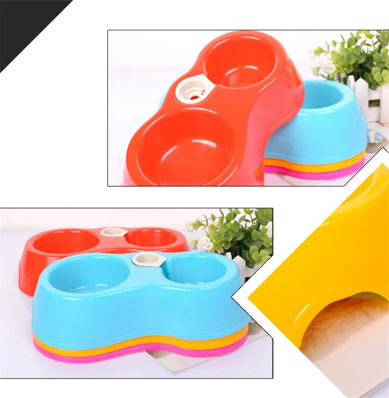 High Quality Dual Port Dog Utensils Bowl Cat Drinking Fountain Food Dish Pet Automatic Water Dispenser Feeder