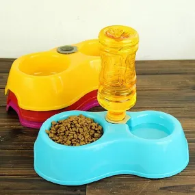 High Quality Dual Port Dog Utensils Bowl Cat Drinking Fountain Food Dish Pet Automatic Water Dispenser Feeder