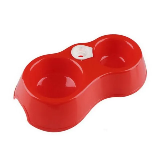 High Quality Dual Port Dog Utensils Bowl Cat Drinking Fountain Food Dish Pet Automatic Water Dispenser Feeder