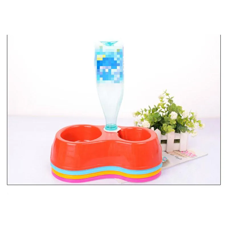 High Quality Dual Port Dog Utensils Bowl Cat Drinking Fountain Food Dish Pet Automatic Water Dispenser Feeder