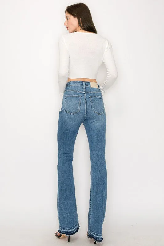 HIGH RISE SKINNY BOOTCUT JEANS WITH RELEASE HEM