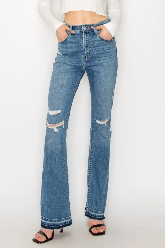 HIGH RISE SKINNY BOOTCUT JEANS WITH RELEASE HEM