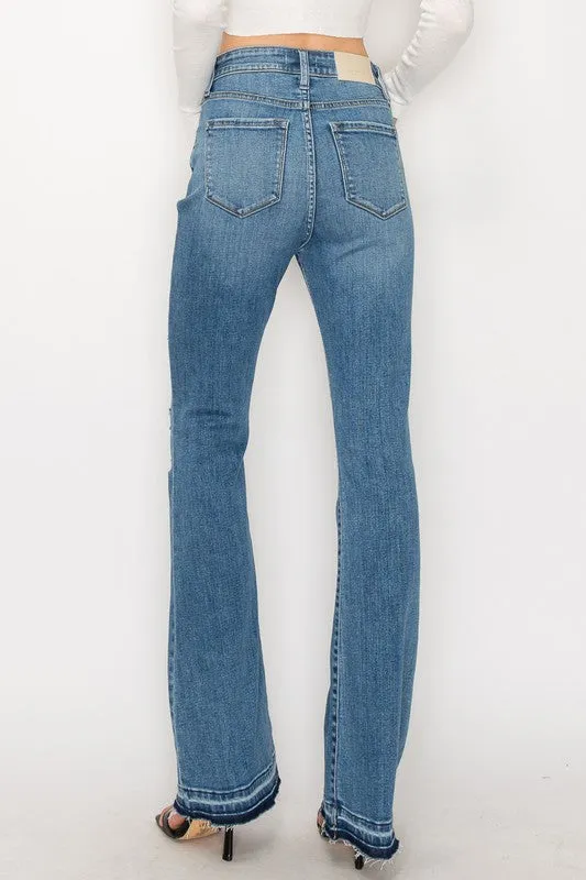 HIGH RISE SKINNY BOOTCUT JEANS WITH RELEASE HEM