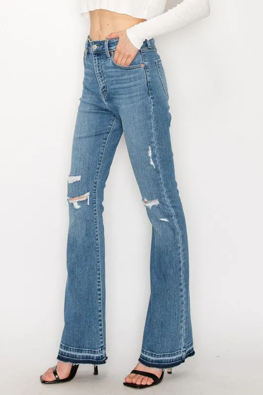 HIGH RISE SKINNY BOOTCUT JEANS WITH RELEASE HEM