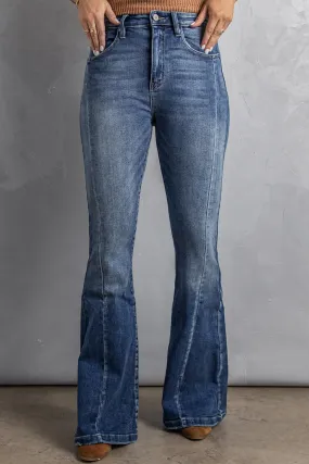 High Waist Flare Jeans with Pockets