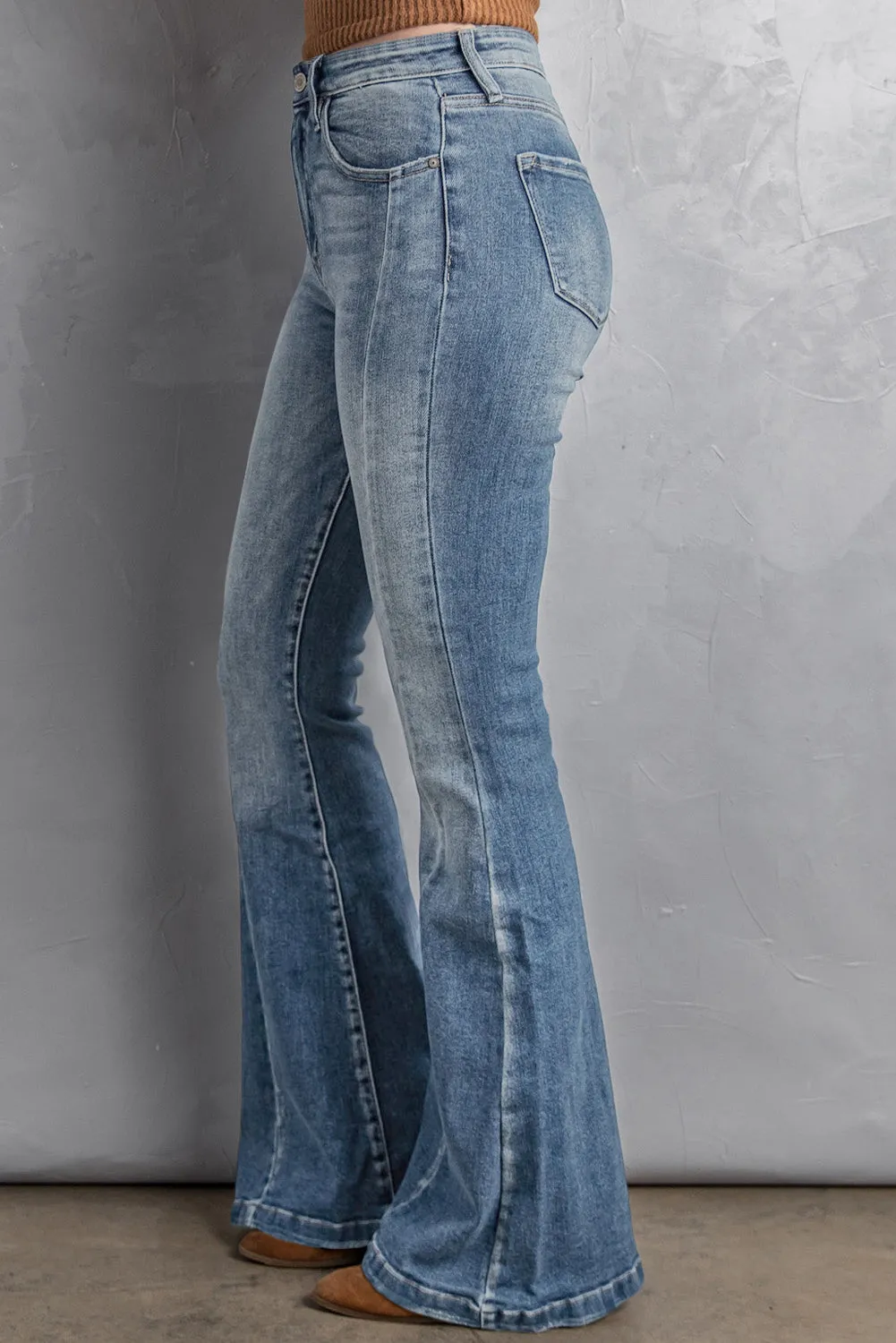 High Waist Flare Jeans with Pockets