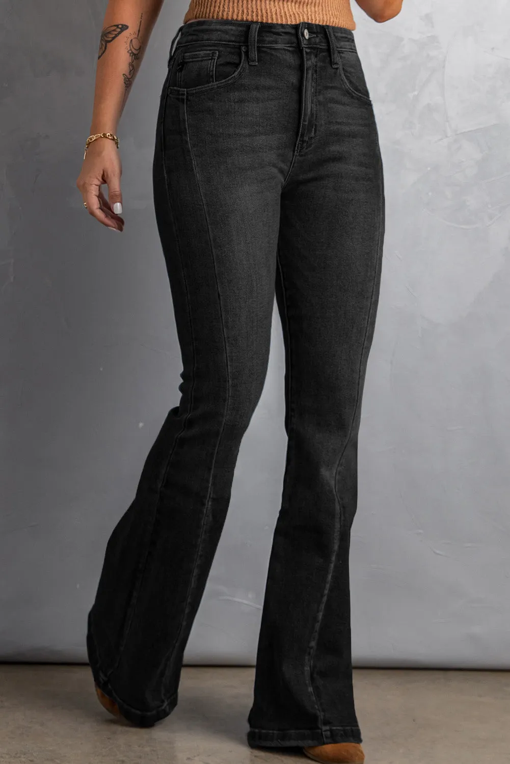 High Waist Flare Jeans with Pockets