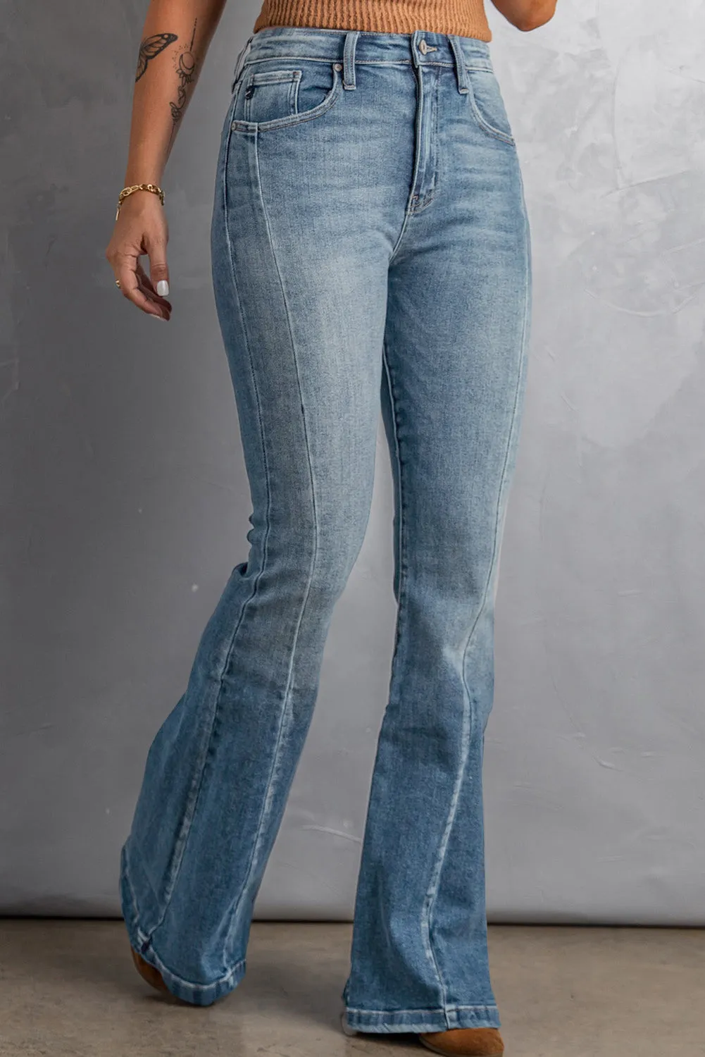 High Waist Flare Jeans with Pockets