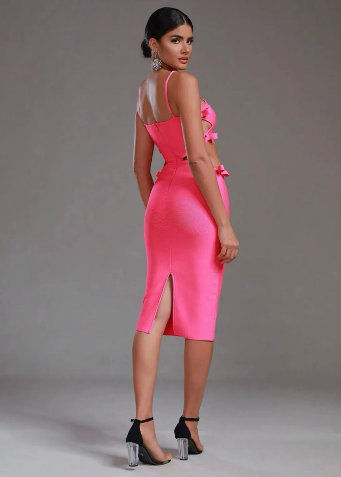 Hollow Out Bowknot Bodycon Midi Dress