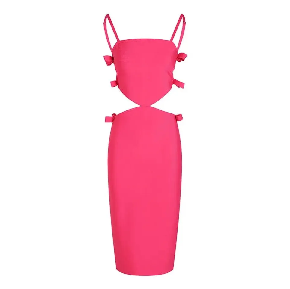 Hollow Out Bowknot Bodycon Midi Dress