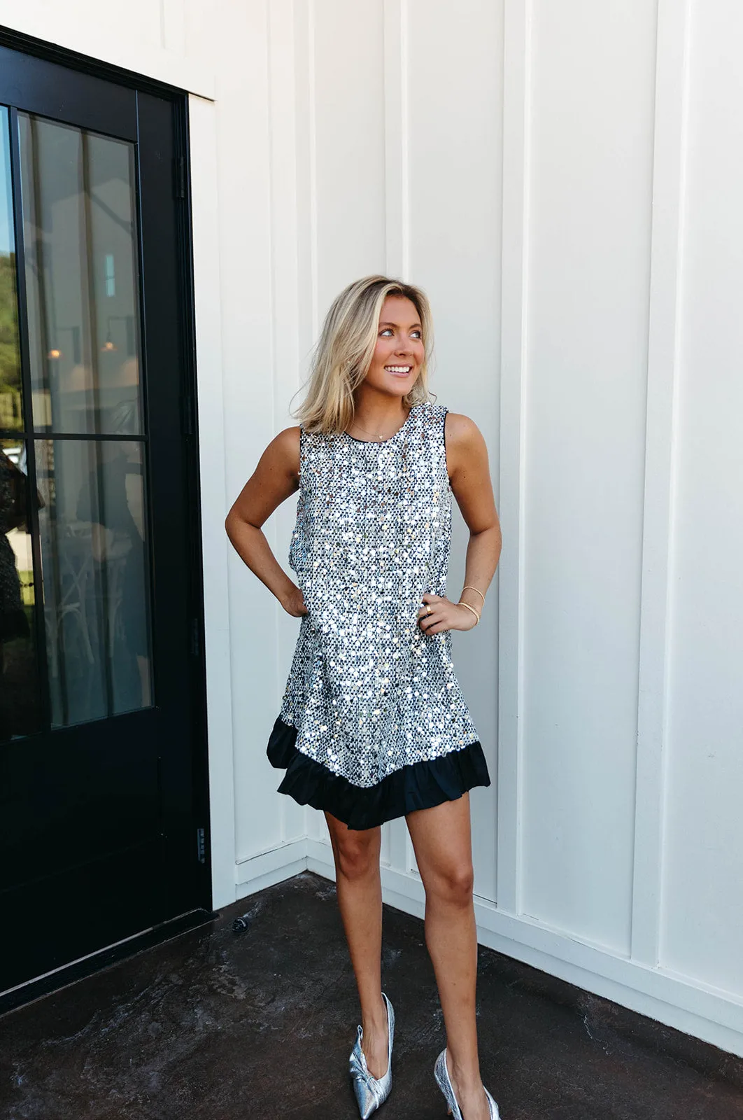 In The Spotlight Dress - Silver/Black