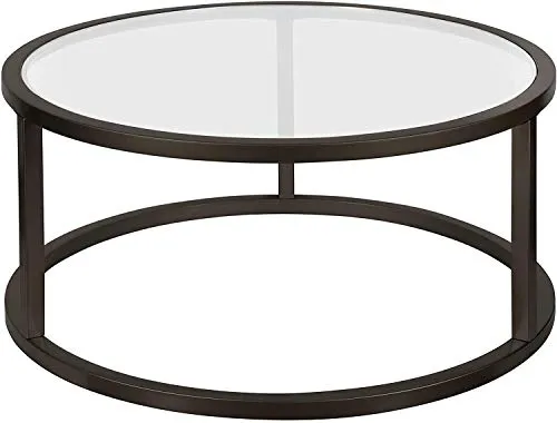 INDIAN DECOR. 45382 Engineered Wood Round Coffee Table/Center Table (Black)