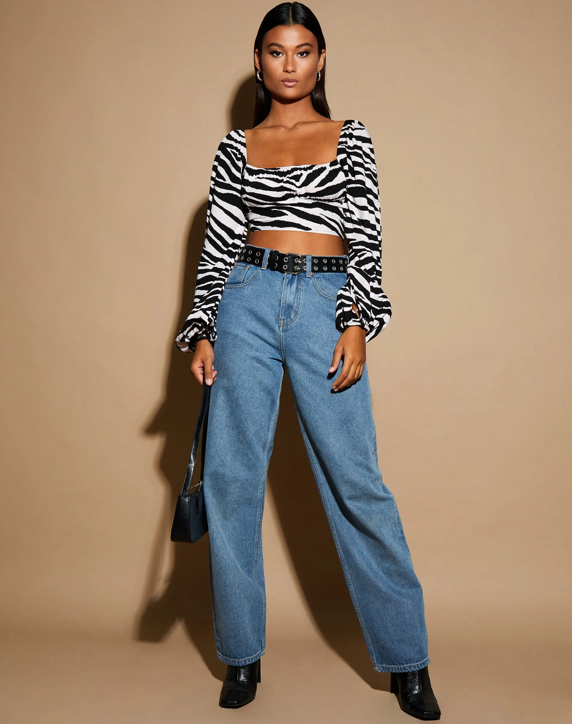 Irene Crop Top in Huge Zebra